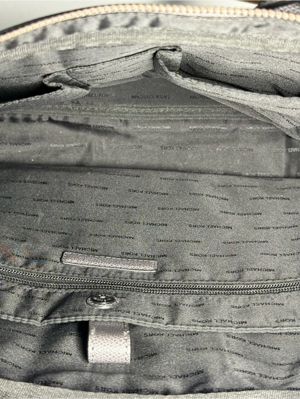 Michael Kors Gray Leather Laptop Briefcase with Removable Strap